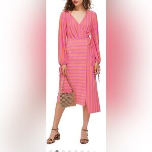 Topshop Vibrant Striped Long Sleeve Dress